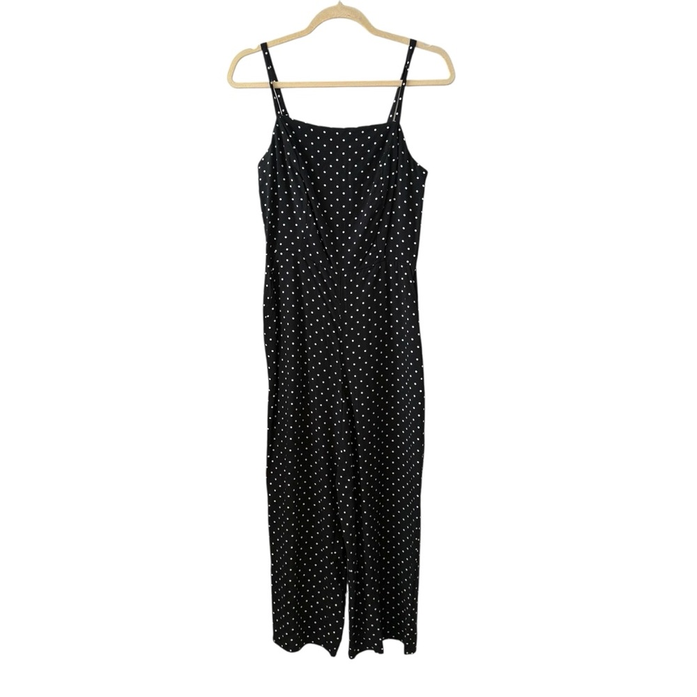 Old Navy Small Black White Polka Dot Wide Leg Jumpsuit Viscose Sleeveless